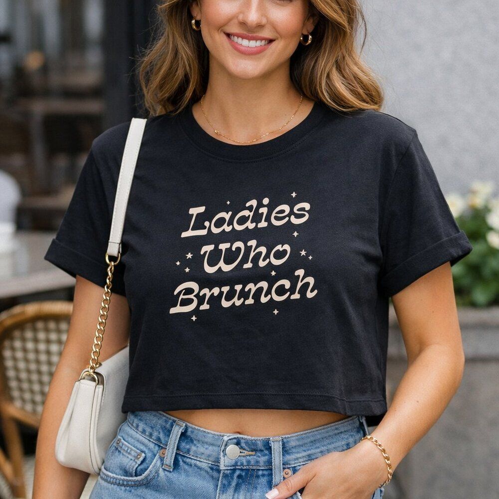 NWOT Sub Urban Riot Ladies Who Brunch Black Graphic Boxy Tee Cotton-blend Small